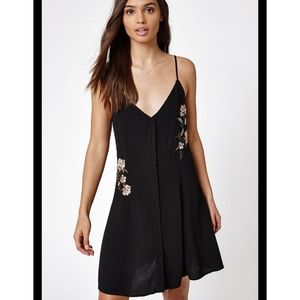Kendall and Kylie Button Down Rose Embroidered Dress